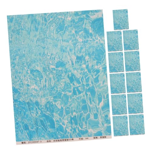 DIKACA 12 Stück Wellenaufkleber Wasserhintergrund Ozeantextur Scrapbook Papier Scrapbooking Papierblock Wassermuster Scrapbooking Papier Wassermuster Kunst Selbstklebendes von DIKACA