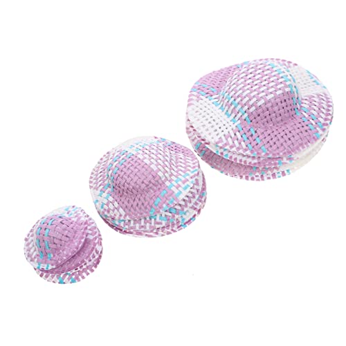 DIKACA 12 Stück bunt gestreifter Hut Mini-Puppenmütze Mini-Hut Mini-Kappe Puppenkleidung Hut doll Accessories Puppenhut Mini-Sonnenhut Zubehör für Puppenmützen Papier Lavender von DIKACA