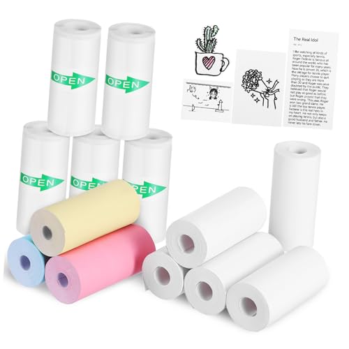 DIKACA 13Rollen Thermodruckpapier Farbiges Selbstklebendes Fotodruckpapier Vielseitig Einsetzbar für Quittungen und Kreative Projekte Sofortdruck von DIKACA