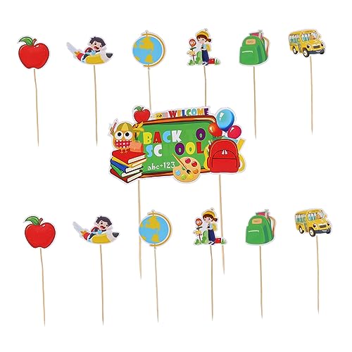 DIKACA 13Stücke Back To School Kuchen Topper Tortenstecker Für Desserts Und Dekoration Für Schulanfang Und Partys Kleinen Und Großen Topper von DIKACA