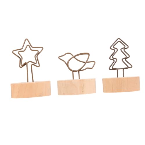DIKACA 15 Stück Teiliges Holzfuß Fotohalter mit Baum Vogel Stern Design Memo Clips und Kartenhalter für Hochzeit Party Büro Vielseitig als Tischkarten und Notizhalter Geeignet von DIKACA