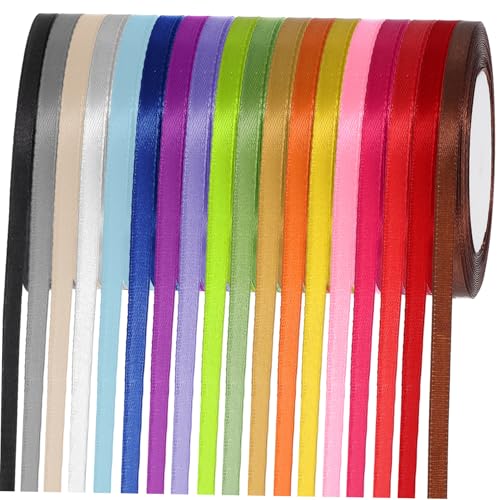 DIKACA 18 Rollen buntes Band Party Stoff Handwerk Blume Verpackung Dekoration dekorativer Bandbesatz Geschenkband Präsentieren Sie ein Wickelband Bänder zum Basteln dünnes Band Polyester DIKACA 18 Rollen buntes Band Party Stoff Handwerk Blume Verpackung Dekoration dekorativer Bandbesatz Geschenkband Präsentieren Sie ein Wickelband Bänder zum Basteln dünnes Band Polyester von DIKACA