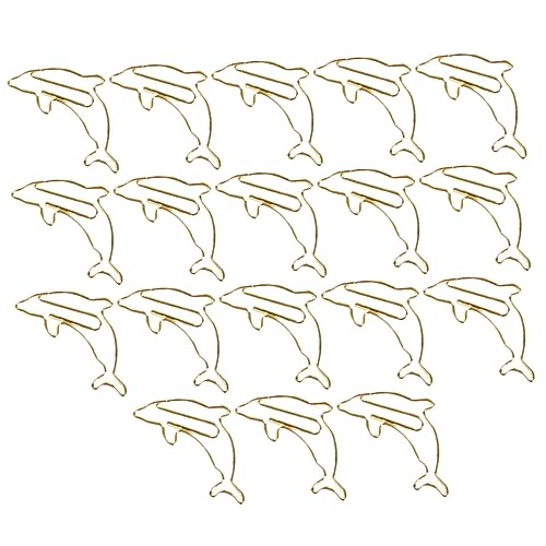 DIKACA 18 Stück Kreative Metall Papierklammern Goldene Delphin Designs Vielseitige Büroklammern für Dokumente und für Bürobedarf und Heimgebrauch von DIKACA
