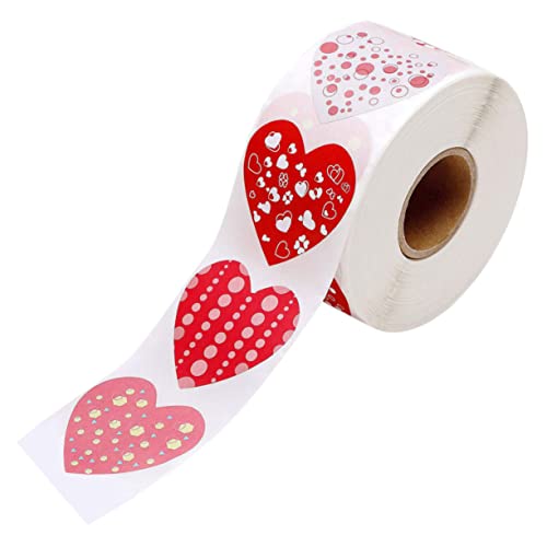 DIKACA 1Rolle Herzförmige Selbstklebende Etikettenrolle Valentinstag Aufkleber Vielseitig Einsetzbar für Karten Scrapbooking und Dekoration Einfach Abziehbar von DIKACA