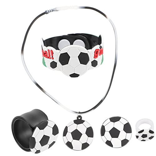 DIKACA 1Satz Fußball Armband Dekoratives Slap Armband Neuartige Fußball Halskette DIY Fußball Brosche Fußball Ring für Teiliges mit Sicherheitsdesign für Spaß von DIKACA