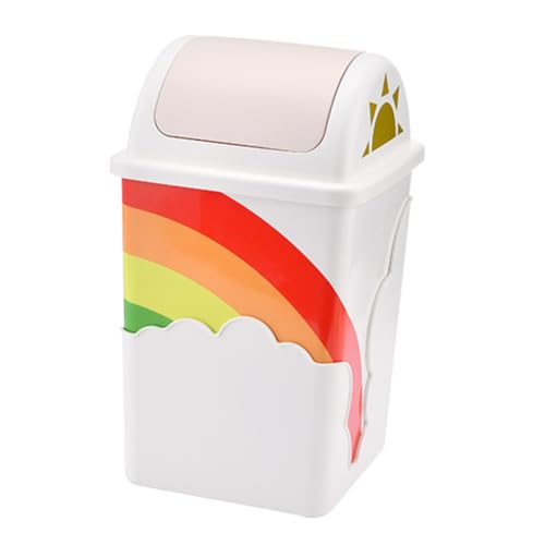 DIKACA 1stück Kreativer Abfallbehälter Mit Regenbogenmuster Umweltfreundlicher Mülleimer Mit Deckel Für Kinderzimmer Küche Und Bad Großer Papierkorb Für Täglichen Gebrauch von DIKACA