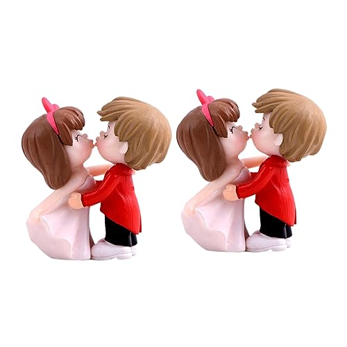 DIKACA 2 Paare Hochzeitsdekorationspuppe Feenkuchendeckel küssen Gartenstatuen Feengarten dekoration schlafzimmer bedroom decoration Dekoration für Zuhause Kabinettsdekoration Plastik von DIKACA