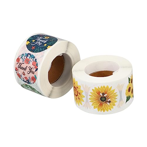 DIKACA 2 Rollen Aufkleber packwürfel packschnur Dekoration Aufkleber labels stickers weihnachssüssigkeiten Etiketten Blumen- klein für Scrapbook-Aufkleber Geschenkaufkleber Papier von DIKACA