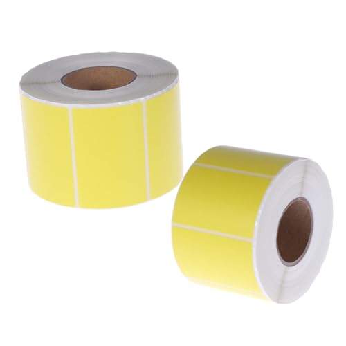 DIKACA 2 Rollen Etiketten aus Thermopapier Express-Etiketten Thermaldrucker -Etiketten klebrig Aufkleber leer Thermal- Rechtecke beschriften selbstklebendes Etikett Adressetiketten Gelb von DIKACA