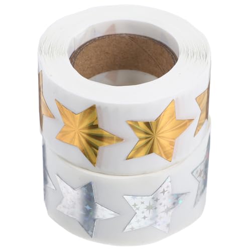 DIKACA 2 Rollen Selbstklebende Stern Aufkleber für Glitzernde Belohnungssticker Geschenkverpackung Dekorative Sterne für Scrapbooking Basteln Festliche Deko von DIKACA