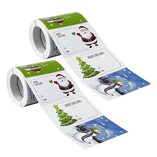 DIKACA 2 Rollen Weihnachtsaufkleber namenschild namensetiketten weihnchtsdeko namenstag Aufkleber für Weihnachtsmarken Kisten behandeln Party-Siegelaufkleber dekorativer Geschenkaufkleber von DIKACA