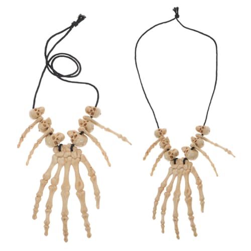 DIKACA 2 Stück Halloween Skelett Handknochen Halskette Kopfknochen Halskette Schädelmaske Skelett Halskette Halloween-Party-Halskette -Hals-Anhänger Schädelschmuck Harz DIKACA 2 Stück Halloween Skelett Handknochen Halskette Kopfknochen Halskette Schädelmaske Skelett Halskette Halloween-Party-Halskette -Hals-Anhänger Schädelschmuck Harz von DIKACA