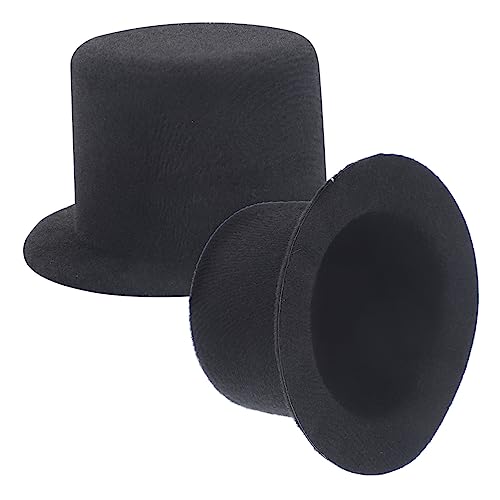 DIKACA 2 Stück Mini Top Hut Puppenhut Basteln Für Unisex Hut Selber Machen Dekorationen Klein Minihüte Zum Basteln Winzige Zylinder Mini-puppenmütze Stoff Black von DIKACA
