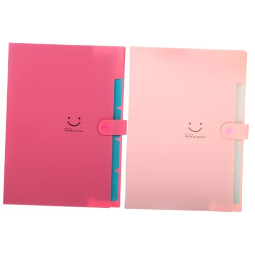 DIKACA 2 Stück Multifunktionaler Erweiterbarer Fächermappe Aktenordner mit Fächern Tragbarer Dokumentenorganizer in Candy farben Rot für Büro Schule und Effiziente Aufbewahrung von DIKACA