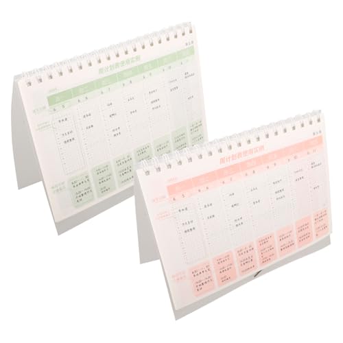 DIKACA 2 Stück Planer Täglich Notizbilder Die Agenda Zu Monatlich Spiral- Planen Notizbuch Notizblock Kalendertagebuch Wöchentlicher Tischkalender Planblock Abreißen Wochenkalender Papier von DIKACA