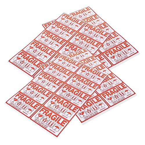 DIKACA 20 Blatt Fragile Warning Aufkleber Selbstklebend Stark Haftend Rot Warnaufkleber für Versand Verpackung Karton Paletten Transport Zubehör von DIKACA
