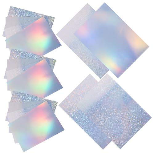 DIKACA 20 Blatt Wasserdichtes Etikettenpapier Selbstklebend Bedruckbar für und Laserdrucker Holografische Aufkleber in Stern Punkt und Glasbruch Design Vielseitig für Versand und von DIKACA
