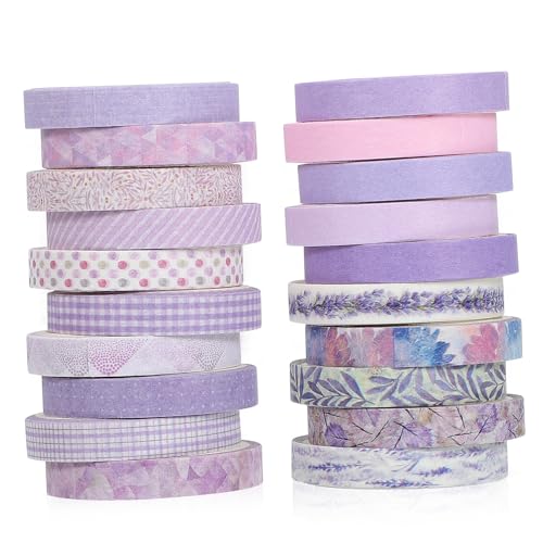 DIKACA 20 Rollen Taschenband dekorative Papierbänder dekoratives Klebeband Klebstoff Washi -Bänder Scrapbook-Klebebänder selber machen Buchband Scrapbooking -Vorräte Flüsterpapier von DIKACA
