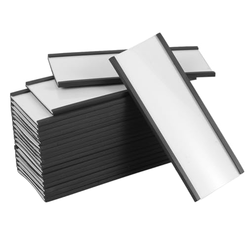 DIKACA 20 Sätze Magnetische Etikettenhalter Set mit Schutzfolien und Karten für Schreibtischorganisation für Regale und Zuhause Robust und Langlebig aus Weichem Gummimagnet von DIKACA