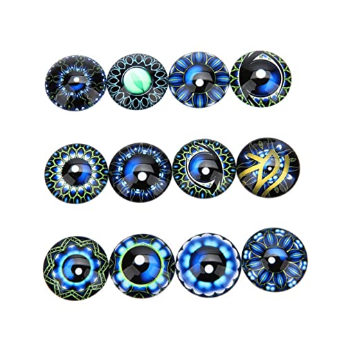 DIKACA 20 Stück Gem Glaspatch Schmuckaufnäher Flecken Schmuckmaterial selber Machen runder Cabochon aus Glas Edelsteine ​​Glasaufkleber Blue von DIKACA