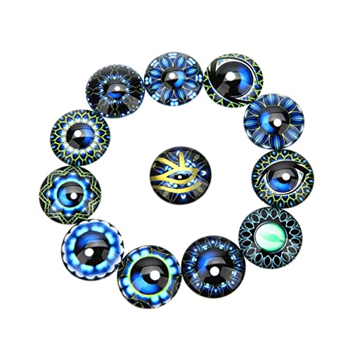 DIKACA 20 Stück Glasfleck runder Cabochon aus Glas Schmuckaufnäher Edelsteine ​​Glasaufkleber Schmuckmaterial selber Machen Flecken Blue von DIKACA