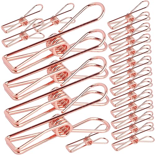 DIKACA 20 Stück Hohler Schwanzclip lesezeichen klammer büroklammern metallklammer metallständer metallböcke Heftklammern für Studenten Multifunktions-Großclips Rostfreier Stahl Rose Gold von DIKACA
