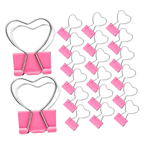 DIKACA 20 Stück Kleine Büroklammern Herzform Metall Büroklammern Herzförmige Binder Clips für Dokumentenorganisation Bürobedarf Schüler und Home Office Kreative Schreibtischaccessoires von DIKACA