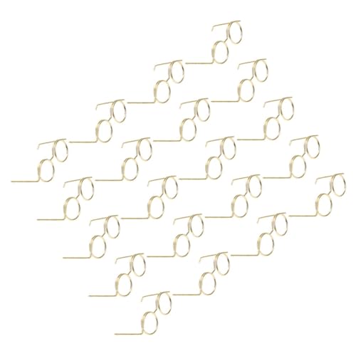 DIKACA 20 Stück Mini-brillenspielzeug Gläser Für Den Heimwerkerbedarf Umrandete Puppenbrille Entzückende Mini-Brille Minibrille Für Puppen Puppenbrillenverzierungen Golden Metall von DIKACA