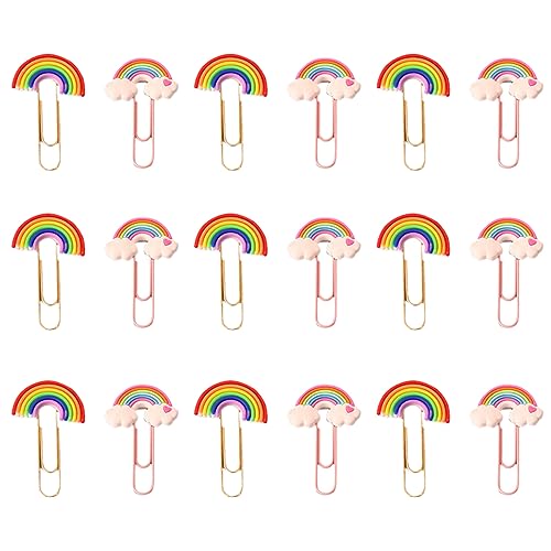 DIKACA 20 Stück Regenbogen-Büroklammer dekorativ Büroklammern klein kreativ geformte Büroklammern Spaß bunt PVC Büroklammern DIY Büroklammern lustige Papierclips kleine Dokumentenklammern von DIKACA