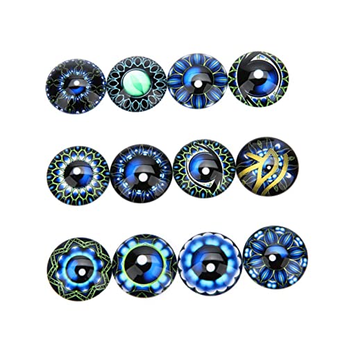DIKACA 20 Stück Runde Edelstein Patch Flecken Schmuckaufnäher Schmuckmaterial selber Machen runder Cabochon aus Glas Edelsteine ​​Glasaufkleber Blue von DIKACA