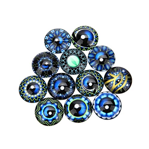 DIKACA 20 Stück Runder Glasfleck Runder Cabochon Aus Glas Schmuckaufnäher Flecken Schmuckmaterial Selber Machen Edelsteine ​​glasaufkleber Blue von DIKACA