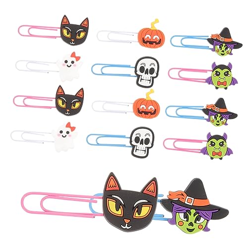 DIKACA 20 Stück Teiliges Halloween Paperclips mit Bunten Zarten Halloween Lesezeichen Vielseitig als Büroklammern und Partydeko und Festliche Bastelaktionen von DIKACA