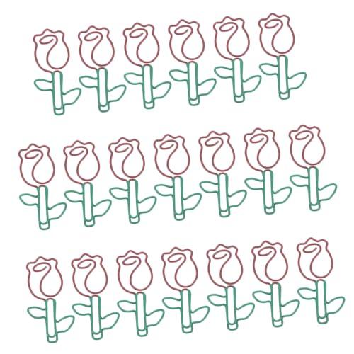 DIKACA 20 Stück Teiliges Roséfarbene Metall Lesezeichen Büroklammern Kleine Rosenform Paperclips für Dokumentenorganisation Leichte Tragbare Schreibtischaccessoires Büro und von DIKACA