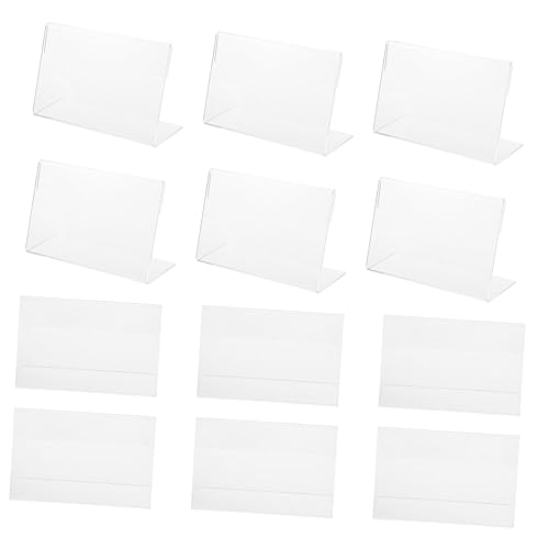 DIKACA 20 Stück Transparente Acryl Preisschildhalter Förmig Tischaufsteller für Supermarkt und Büro für Preisanzeigen Produktpräsentationen und Menütafeln von DIKACA