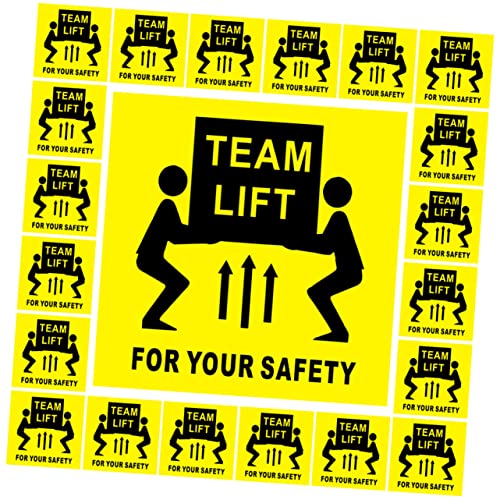 DIKACA 200 Stück Achtung Teamlift Papier Warnung Heben Warnabziehbilder ziehen um aufkleber bewegliche Etiketten abnehmbar Achtung Team-Lift-Etiketten Klebetiketten Yellow von DIKACA