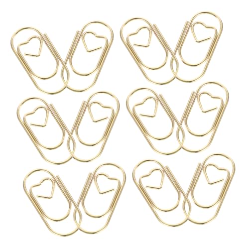 DIKACA 200 Stück Metall -büroklamme Schreibtisch-organizer Für Zu Hause Büroklammerhalter Papiersortierklammern Clips in Herzform Stecknadeln Dateipapierclips Büroklammern Golden Stahl von DIKACA