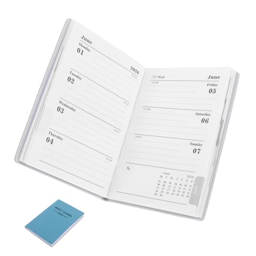 DIKACA 2026 Agenda-Buch Kalenderplaner-Notizbuch Kleines Notizbuch Taschenplaner für Geldbörse Wochenplaner für Geldbörsen kleine Notizblöcke Zeitschriftenhefte Pu Blue von DIKACA