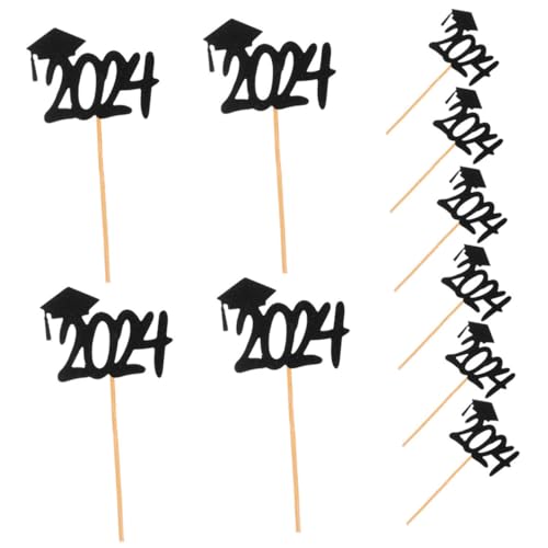 DIKACA 20st Abschlussfahne Abschlussfeierdekorationen 2024 Herzlichen Glückwunsch, Graduierten-cupcake-picks Auswahl Für Glückwünsche Zum Abschluss Holz Kuchen Liefert Pappbecher von DIKACA