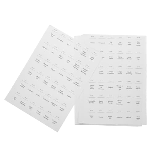 DIKACA 216 Stück Teiliges Selbstklebende Wasser und Ölbeständige Gewürzglas Etiketten Vorbedruckte Küchenaufkleber zur Gewürzflaschen Klassifizierung Kleine Sticker für Praktische von DIKACA