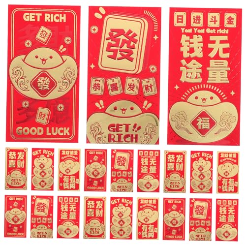 DIKACA 24 Stück Cartoon-rotes Paket Chinesische Geldumschläge Chinesisches Neues Jahr Rotes Paket Frühling Festival Red Envelope Chinesischer Neujahrsumschlag Geldumschlag Papier von DIKACA