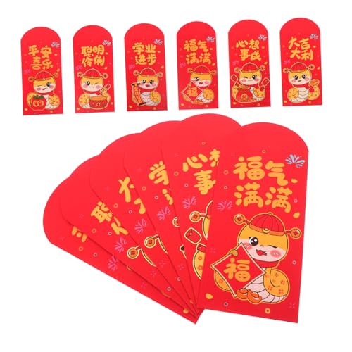 DIKACA 24 Stück Farbdruck Roten Umschlag Schlangen-neujahrsumschläge Rote Pakete Des Chinesischen Neujahrsfests Geldtasche Zum Chinesischen Neujahr Chinesischer Neujahrsumschlag Papier von DIKACA