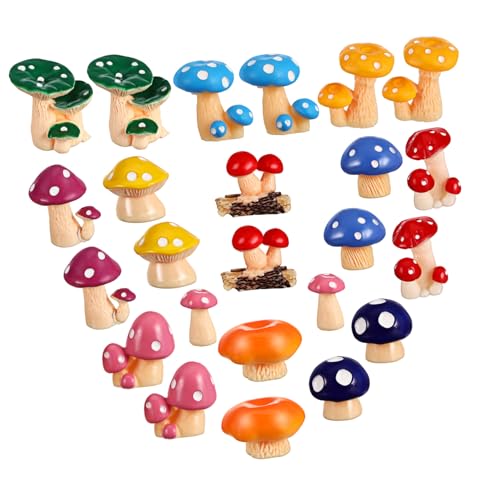 DIKACA 24 Stück Pilzfiguren Resin Dekorative Pilze für Bastelprojekte Accessoires und Terrarium Einzigartige für DIY Enthusiasten von DIKACA