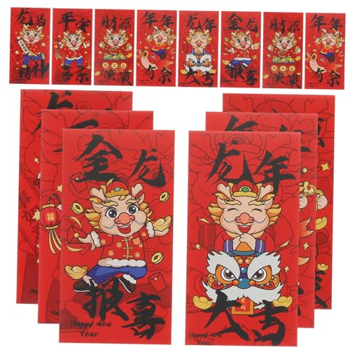DIKACA 24 Stück rote Umschlagtasche Mondjahr Geldumschläge für Bargeld papierrotes paket Mond- China Roter Umschlag chinesischer Stil Briefpapier und Umschlag von DIKACA