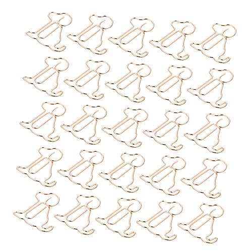 DIKACA 25 Stück Kreative Memo Clips in Niedlicher Hundform aus Hochwertigem Metall Dekorative Büroklammern in Roségold für Büro Notizen Geschenke für Hundebesitzer und Bürobedarf von DIKACA