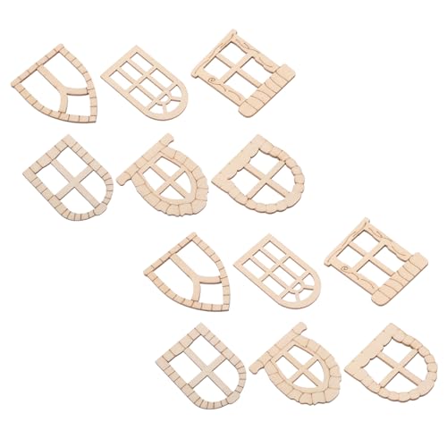 DIKACA 25 Stück Mini-fensterzubehör Mini-fensterrahmenmodell Dekoration Handwerk Leer Klein Winzig Miniatur Kind Holztürmodell Möbelstütze Gartenzubehör Puppenhausfenster Khaki Hölzern von DIKACA