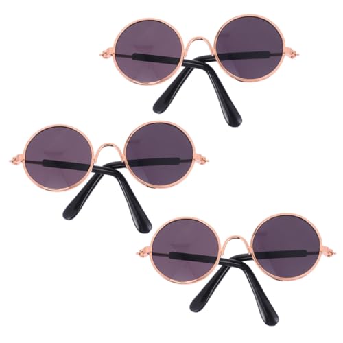 DIKACA 2St Mini-Brille tierkostüme Puppen Kleidung Accessoire für Puppen Modebrillen mini metallische Gläser Puppenzubehör Hund Brille Hund Eisenlegierung Black von DIKACA