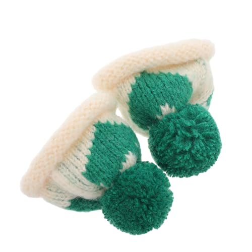 DIKACA 2Stücke Mini Strickmützen Kleine Wollmützen Für DIY Ostern Dekoration Puppenhut Zubehör Strickdeko Für Flaschen Party Weihnachtsbaum Handarbeit Grüne von DIKACA