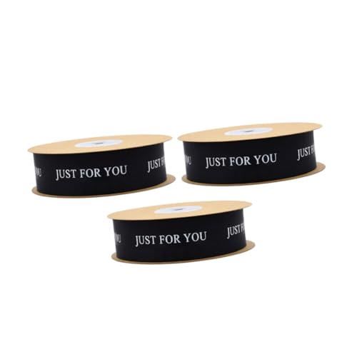 DIKACA 3 Rollen Breites Bedrucktes Geschenkband For You Schwarz Vielseitiges Dekoband für Hochzeitsfloristik Geburtstagsgeschenke DIY Bastelbedarf Party und Geschenkverpackung von DIKACA