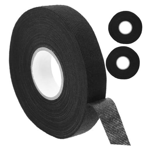 DIKACA 3 Rollen Kfz Gewebeband Selbstklebend Hitzebeständiges Kabelbaum Isolierband mit Starkem Griff Abriebfestes Auto Kabelschutz Klebeband für Elektrische Verkabelung von DIKACA