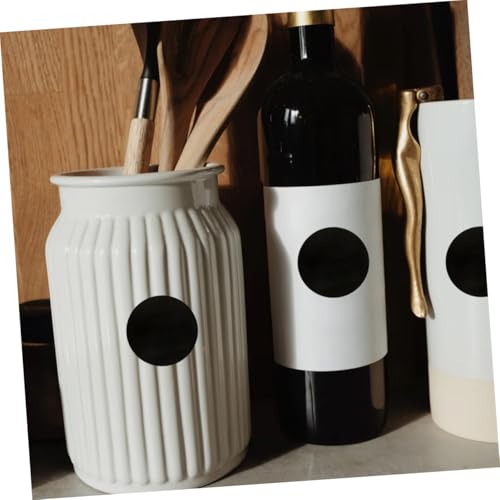 DIKACA 3 Rollen Schwarze Runde PVC Haushalts Etiketten Selbstklebend pro Dekorative Aufkleber für Glasflaschen Dosen und Verpackungen Langlebige Beschriftungsaufkleber für Küche und von DIKACA